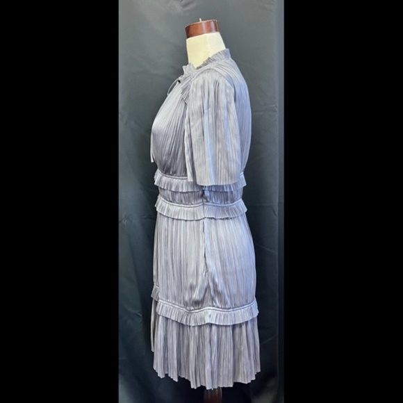 NWT Reiss Lydia textured self stripe dress - Steel - Size 2US/6UK - Picture 3 of 5